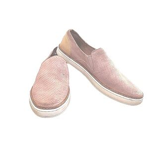 UGG Womens Slip On Shoes Adley Dusty Pink Suede Tan Leather Sneakers 7.5